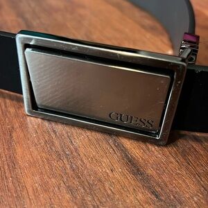 Men’s Black Guess Belt 40” long with reversible belt buckle
